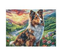 Mountain Cute Shetland SheepPerro Puzzle 500 Piezas Regalo Ideal Original Rompecabezas 3D Obra De Arte para Hombres Y Mujeres DIY Creativo Aliviar Estrés 500 PCS
