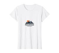 Mountain Escape Adventure Logo Viajes al Aire Libre Camiseta, Mujer, Blanco, XL