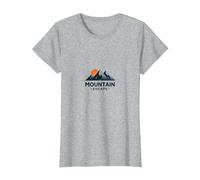 Mountain Escape Adventure Logo Viajes al Aire Libre Camiseta, Mujer, Gris Jaspeado, XL