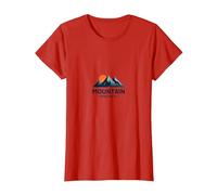 Mountain Escape Adventure Logo Viajes al Aire Libre Camiseta, Mujer, Rojo, XS