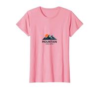 Mountain Escape Adventure Logo Viajes al Aire Libre Camiseta, Mujer, Rosado, S