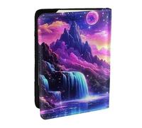 Mountain Falls Milky Way Starry Night Sky - Soporte para pasaporte, funda de viaje de piel sintética para pasaporte, organizador para hombres y mujeres, 6.5 pulgadas, Black, Talla única