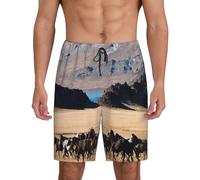Mountain Farm Horses - Paquete de 1 pantalón corto de dormir para hombre con bolsillos laterales, ajuste transpirable, disponible en tallas grandes., Negro, L