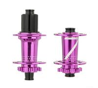 Mountain For Bike Hub Set Delantero Trasero, Aleación de Aluminio 32 Agujeros 4 Rodamientos Pasante Eje Hub 15x100 12x142, Freno de Disco 6 Pernos 44mm Brida, Para Cassette 7-12 Velocidades (Morado)