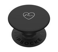 Mountain Heart Minimalista Senderismo Line Art PopSockets PopGrip Adhesivo