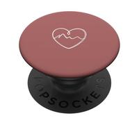 Mountain Heart Minimalista Senderismo Line Art PopSockets PopGrip Adhesivo