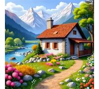 Mountain House Flower Jigsaw Puzzle 300 Pieces 35x35cm/14x14inch, Difficult Jigsaw Puzzles for Adults 300, Beautiful Art Work, Great Festive Puzzle Gift for Men/Women