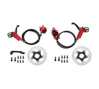 Mountain Hydraulic Disc Brake Set | Floating Ice Rotor with Heat Sink | Enhanced Braking for Mountain/Road/Two - Wheeled | 160mm Disc, 3 - Finger Lever (Red)