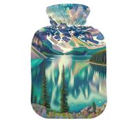 Mountain Lake at Sunrise - Botellas de agua caliente con funda de terciopelo suave, bolsa de agua caliente para calentador de pies y alivio del dolor, 2 litros