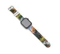 Mountain Lake House Swan - Correas de repuesto de silicona para reloj Apple Watch, 42mm/44mm, Acero inoxidable, Amatista