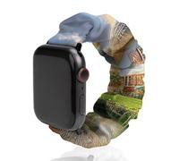 Mountain Lake House Swan Scrunchie - Correa de repuesto elástica suave compatible con Apple Watch, 38mm/40mm, Acero inoxidable, No es una piedra preciosa