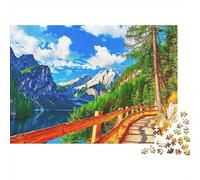 Mountain Lake Path 1000 Piezas Rompecabezas para Adultos Sendero de Madera con Vista a Vasto Valle Montañoso Desafiante Premium Alivio Estrés Regalo Familiar Decoración 38x26cm/1000pcs