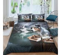 Mountain lake scenery Funda de Edredón Microfibra Juego de 3 Piezas Impresión 3D Cierre de Mountain lake scenery Funda Edredon Funda de Almohada a Juego Lavables for jóvenes Single（140x200cm）