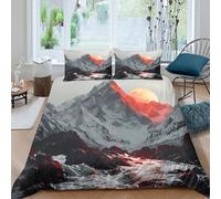 Mountain Landscape Art Funda Edredon 3 Piezas Compuesto Impresión 3D Cierre de Mountain Paisaje Arte Funda de Edredón Funda de Almohada a Juego Transpirable for Adultos Super King（260x220cm）