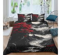 Mountain Landscape Art Funda Edredon Juego de Ropa de Cama de 3 Piezas Impresión 3D Cierre de Mountain Paisaje Arte Funda de Edredón Funda de Almohada a Juego Suave for Ancianos （140x200cm）