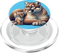 Mountain Lion Cougar Mamá Bebé Gatito PopSockets PopGrip para MagSafe