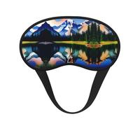 Mountain Majesty - Antifaz de satén con borde negro para una comodidad óptima y bloqueo de la luz