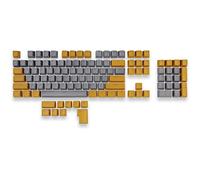 Mountain Mineral PBT Double-Shot - Juego de teclas para interruptores MX (perfil OEM, 113 teclas, US-ANSI + ISO Addon (Wulfenite A, gris-naranja)