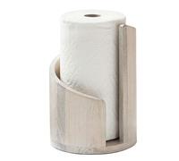 Mountain Paper Towel Dispenser with Mango Wood Base and Iron Frame, Simple One-Hand Tearing, Holds Oversized Rolls, Ideal for Organized and Clutter-Free Countertops (White)