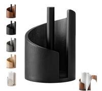 Mountain Paper Towel Holder Countertop, Mountain Paper Towel Holder Countertop with Mango Wood Round Base and Iron Holders, Easy One - Handed Operation for Kitchen Bathroom (Black)