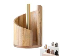 Mountain Paper Towel Holder Countertop with Mango Wood Round Base and Iron Holder, Brown Natural Wood Paper Towel Holders Countertop for Living Room Kitchen Dining Table (Natural Wood)