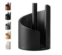 Mountain Paper Towel Holder Countertop with Mango Wood, Round Base and Iron Holder, Easy One-Handed Operation For Kitchen Bathroom (Black)
