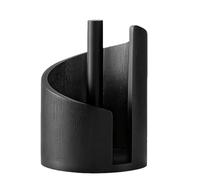 Mountain Paper Towel Holder Countertop with Mango Wood Round Base and Iron Holder, Effortless One-Hand Tearing, Holds Mega Rolls (Black)
