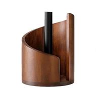 Mountain Paper Towel Holder Countertop with Mango Wood Round Base and Iron Holder, Effortless One-Hand Tearing, Holds Mega Rolls (Brown)