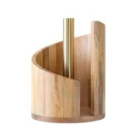 Mountain Paper Towel Holder Countertop with Mango Wood Round Base and Iron Holder, Effortless One-Hand Tearing, Holds Mega Rolls (Natural Wood)