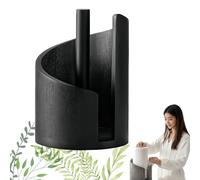 Mountain Paper Towel Holder Countertop with Mango Wood Round Base and Iron Holder, Modern Wood Paper Towel Holders, Kitchen & Bathroom Decor Organizer (Black)