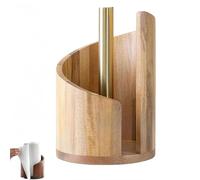 Mountain Paper Towel Holder Countertop with Mango Wood Round Base and Iron Holder (Natural Wood Color)