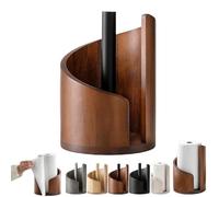 Mountain Paper Towel Holder Countertop with Mango Wood Round Base and Iron Holder, Wood Paper Towel Holders Countertop, Spiral Design Storage Box for Kitchen Bathroom (Brown)