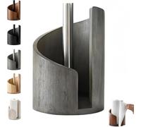 Mountain Paper Towel Holder Countertop with Mango Wood Round Base and Iron Holder - Wood Paper Towel Holder Countertop, Spiral Design, Holds Jumbo and Mega Rolls for Kitchen Bathroom (Gray)