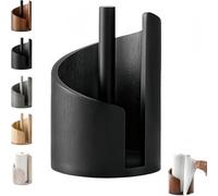 Mountain Paper Towel Holder Countertop with Mango Wood Round Base and Iron Holder - Wood Paper Towel Holder Countertop, Spiral Design, Holds Jumbo and Mega Rolls for Kitchen Bathroom (Black)