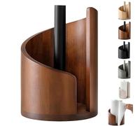 Mountain Paper Towel Holder Countertop with Mango Wood Round Base and Iron Holder, Wooden Countertop Tissue Spiral-Shaped Storage Box, Easy Tear-Off, Bathroom Decor (Style-B)