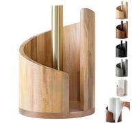 Mountain Paper Towel Holder Countertop with Mango Wood Round Base and Iron Holder, Wooden Countertop Tissue Spiral-Shaped Storage Box, Easy Tear-Off, Bathroom Decor (Style-A)