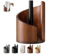 Mountain Paper Towel Holder Countertop with Mango Wood Round Base and Iron, Wood Paper Towel Holders Countertop, Effortless One-Hand Tearing, Holds Jumbo and Mega Rolls (Brown)