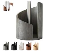 Mountain Paper Towel Holder Countertop with Mango Wood Round Base and Iron, Wood Paper Towel Holders Countertop, Effortless One-Hand Tearing, Holds Jumbo and Mega Rolls (Gray)