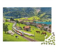 Mountain Pasture Puzzle 1000 Piezas Recyclable Paper Swiss Alps Adulto Jigsaws Party Accesorios de Juego Developing Boy & Girl‘s Intelligence Educational 38x26cm/1000pcs