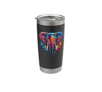 Mountain Pop Art Elefante Elefantes Vaso térmico de acero inoxidable de doble pared