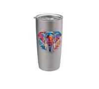 Mountain Pop Art Elefante Elefantes Vaso térmico de acero inoxidable de doble pared