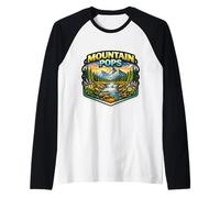 Mountain Pops Hiker Abuelo Abuelo Padre Papá Senderismo Camiseta Manga Raglan