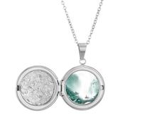 Mountain Rain Mo - Collar con medallón de acuarela china para guardar fotos, regalo de cumpleaños