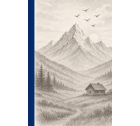 Mountain Retreat Notebook: Serene Pencil Sketch Journal with Sunrise Cabin Scene | 110 Pages | 6 x 9