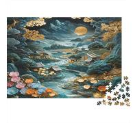 Mountain River Puzzle 1000 Piezass Material Reciclado Oil Painting Puzzles for Chicos y Chicas Ages 6 Years Up Divertido and Desafiante Familia Game Activity 52x38cm/1000pcs