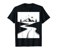 Mountain Road Night Sky Wanderlust Biker Diseño Gráfico Camiseta