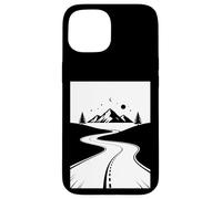 Mountain Road Night Sky Wanderlust Biker Diseño Gráfico Carcasa para iPhone 15