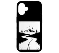 Mountain Road Night Sky Wanderlust Biker Diseño Gráfico Carcasa para iPhone 16