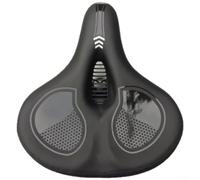 Mountain - Sillín de bicicleta con espuma viscoelástica, centro hueco ventilado y tiras reflectantes, asiento de ciclismo ancho de poliuretano impermeable para todoterreno, desplazamientos y paseos de