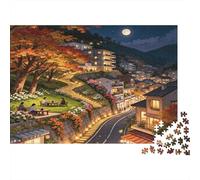 Mountain Town Jigsaw Puzzle 1000 Piezass Papel Reciclado Cozy Night Puzzles para Ancianos Educational Game Decompression Alivia la Demencia Senil Gift 52x38cm/1000pcs